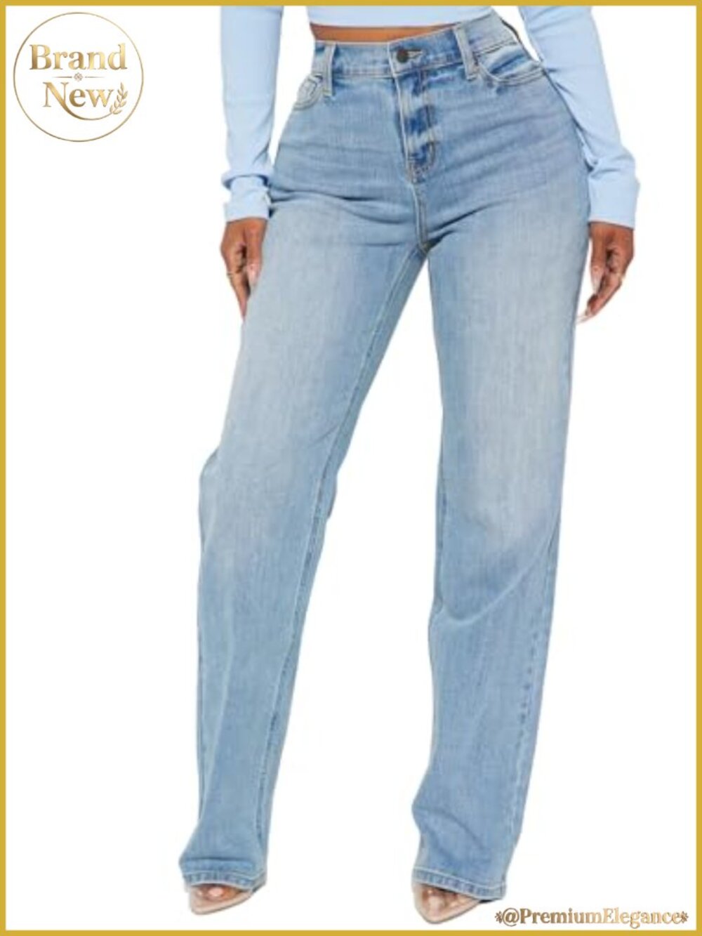 High Waisted Wide Leg Stretchy Straight Leg Jeans Women